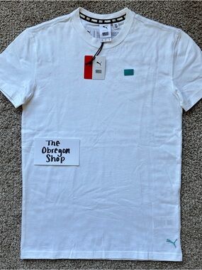 PUMA TMC HUSTLE WAY TEE SHIRT MENS SIZE SMALL NIPSEY HUSSLE WHITE BLUE NEW